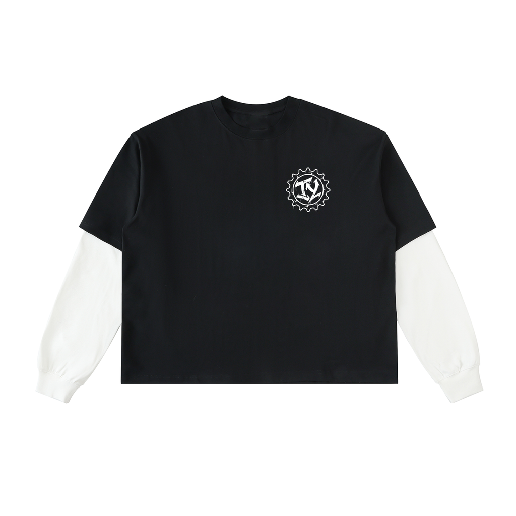Troubled Youth Layered Contrast Sleeve Cotton T-Shirt